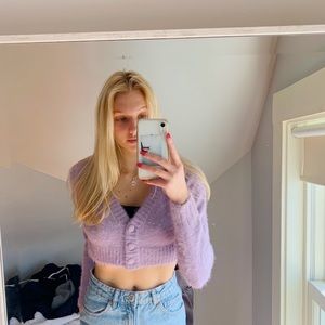 cropped lavender sweater